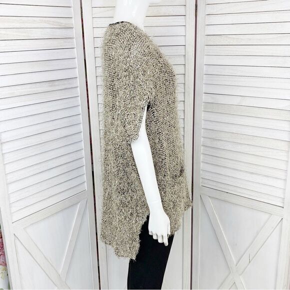 Nine West Sydney Sweater Fuzzy Eyelash Tunic Taupe Medium - Picture 3 of 12